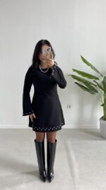 Lavia Drop Detaylı Selanik Elbise - Siyah - Görsel 3