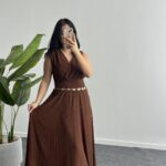 Ledia Bürümcük Elbise - Kahve