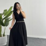 Ledia Bürümcük Elbise - Siyah