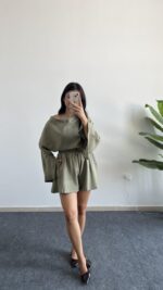 Lemas Bluz Şort Takım - Haki - Görsel 5