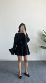 Lemas Bluz Şort Takım - Siyah - Görsel 5