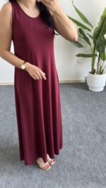 Lia Modal Basic Çan Elbise - Bordo - Görsel 6