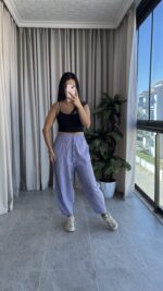 Lila Balon Model Keten Pantolon