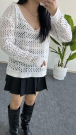 Lora Merserize Bluz - Beyaz - Görsel 9