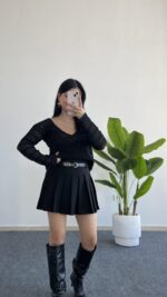 Lora Merserize Bluz - Siyah - Görsel 4