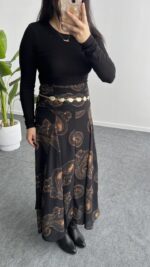 Lorai Desenli Şifon Etek - Siyah - Görsel 6