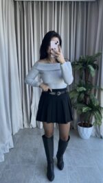 Madonna Yaka Kaşkorse Gri Body - Görsel 2