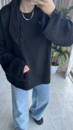 Marka Model Geniş Kol Salaş Kazak Siyah - Görsel 8