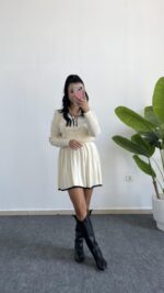 Martana Polo Yaka Etekli Triko Takım - Krem - Görsel 3