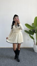 Martana Polo Yaka Etekli Triko Takım - Krem - Görsel 7