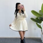 Martana Polo Yaka Etekli Triko Takım - Krem