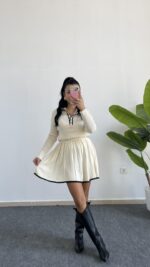 Martana Polo Yaka Etekli Triko Takım - Krem - Görsel 2