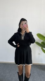 Martana Polo Yaka Etekli Triko Takım - Siyah - Görsel 2