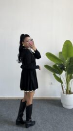 Martana Polo Yaka Etekli Triko Takım - Siyah - Görsel 5