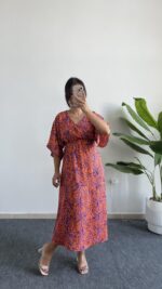 Marva Çan Viskon Elbise - Turuncu - Görsel 5