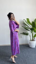 Marva Çan Viskon Elbise - Mor - Görsel 5