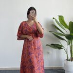 Marva Çan Viskon Elbise - Turuncu