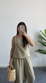 Marvis Modal Tensel İkili Takım - Yağ Yeşili - Görsel 5