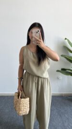 Marvis Modal Tensel İkili Takım - Yağ Yeşili - Görsel 4