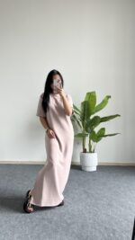 Mayda Yarım Kol Modal Basic Elbise - Bej - Görsel 3