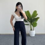 Melina Cırtlı Palazzo Pantolon - Lacivert