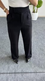 Melina Cırtlı Palazzo Pantolon - Siyah - Görsel 6