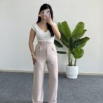 Melina Cırtlı Palazzo Pantolon - Taş