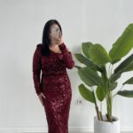 Midi Boy Pul Payet Elbise - Bordo