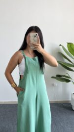 Mint Yeşili Keten Tulum - Görsel 3