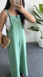 Mint Yeşili Keten Tulum - Görsel 6