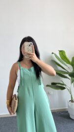 Mint Yeşili Keten Tulum - Görsel 2