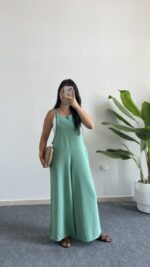 Mint Yeşili Keten Tulum - Görsel 4