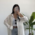 Nakışlı Keten Gömlek - Fuşya