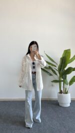 Nakışlı Keten Gömlek - Fuşya - Görsel 6