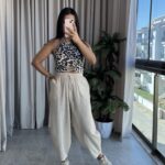 Naturel Balon Model Keten Pantolon