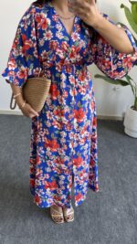 Nesli Kruvaze Viskon Elbise - Lacivert - Görsel 7