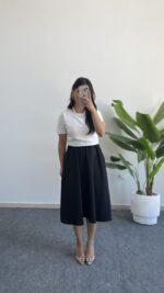 Oliya Takım Görünümlü Elbise - Siyah-Beyaz