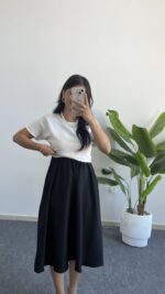 Oliya Takım Görünümlü Elbise - Siyah-Beyaz - Görsel 4