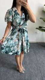 Otia Kemerli Viskon Elbise - Yeşil - Görsel 8