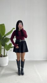 Oysho Parmak Geçmeli Body - Bordo - Görsel 6