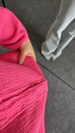 Pamira Gold Düğmeli Asansör Kol Oversize Gömlek - Pembe - Görsel 3