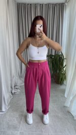 Parla Fuşya Şalvar Pantolon - Görsel 5