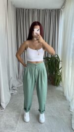 Parla Mint Yeşili Şalvar Pantolon - Görsel 6