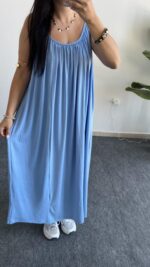 Parteo Askılı Salaş Elbise - Mavi - Görsel 8