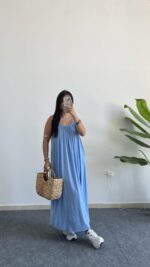Parteo Askılı Salaş Elbise - Mavi - Görsel 2