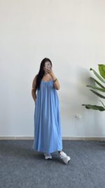 Parteo Askılı Salaş Elbise - Mavi - Görsel 4