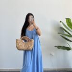 Parteo Askılı Salaş Elbise - Mavi