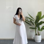 Pera %100 Pamuk Asimetrik Sihirli Elbise- Beyaz