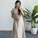 Pera %100 Pamuk Asimetrik Sihirli Elbise- Taş