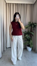 Perla Fiyonklu Süveter (Bordo) - Görsel 5